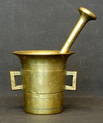 A 19th Century Bronze Mortar and Pestle A 19th Century Bronze Mortar and Pestle