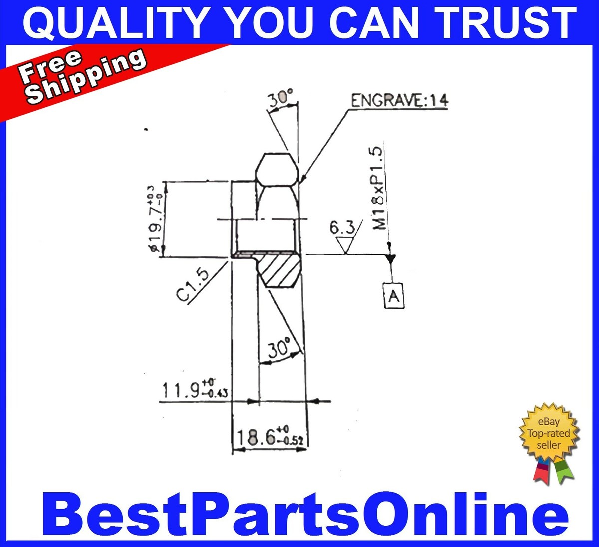 CV Axle Nut M18x1.5 Standard NUT-14 for SUZUKI Aerio 2002-2007 (2