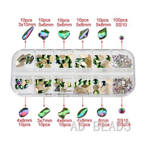 300 Stck. Top Tschechisch Kristall Multi-Form Flatback Strass Nail Art Dekoration Zum Selbermachen - Bild 3 von 14