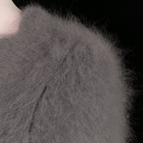 80% Angora Fuzzy THEORY Gray Open Front Duster Cardigan Sweater 34 in bust - Picture 6 of 9
