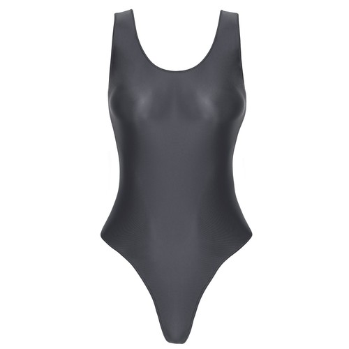 Women One-Piece Swimsuit Glossy Bodysuit Leotard Monokini Cutout High Cut Thong - Picture 30 of 120
