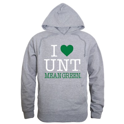 University Of North Texas Mean Green UNT NCAA College I Love Hoodie Sweatshirt
