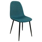 Teal Fabric Simone Curved Dining Chair With Black Industrial Legs