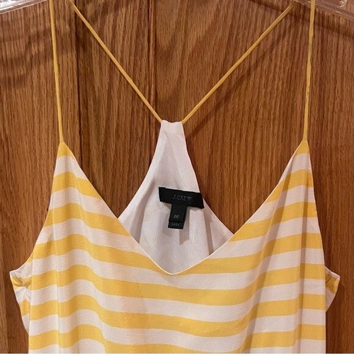 J.Crew Carrie Stripe 100% Silk Midi Dress in Brilliant Sunflower & White Size 00 - Picture 9 of 14