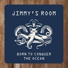 Pirate Octopus Kids Bedroom Door Sign Personalised With Any Name