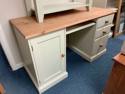 Painted Shaker Computer Desk 1 Door 3 Drawer In Farrow Ball