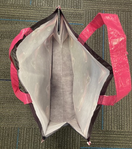 NEW BARBIE PINK & PURPLE ECO REUSABLE SHOPPING TRAVEL LARGE GROCERY BAG TOTE F21 - Picture 10 of 12