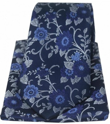 David Van Hagen Herren Blumen Die Seide Krawatten- und Einstecktuch-Set - Marine