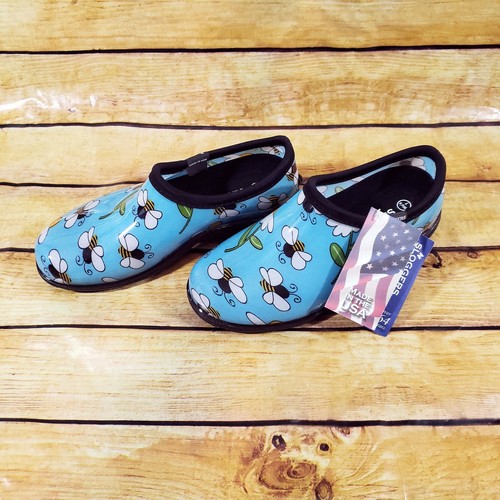 Sloggers Women's Size 7 Waterproof Comfort Shoe Rain Garden Bee Floral Blue USA - Picture 2 of 9