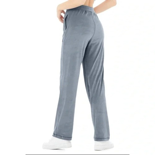 NWT Alo Yoga Velour High Waist Glimmer Wide Leg Pants in Steel Blue Sz XS - Picture 2 of 8