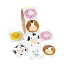 25 farm Animal Stickers Party Favors Teacher Supply pig cow face