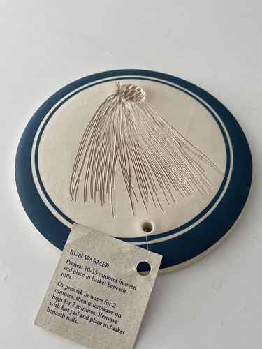 Scalda panino in ceramica Blue Moon NUOVO aghi in pigna impressionati bordo blu - Foto 4 di 7