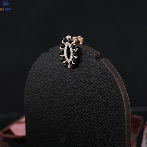 0.14 TCW Round BlackPearl Earring 10K Rose Gold Moissanite Diamond-Pearl Earring - Picture 3 of 4
