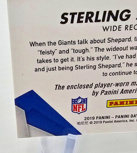 2019 Panini Day-Sterling Shepard-Cracked Ice Materials /10 PW 2-Color Patch SSP - Picture 9 of 10