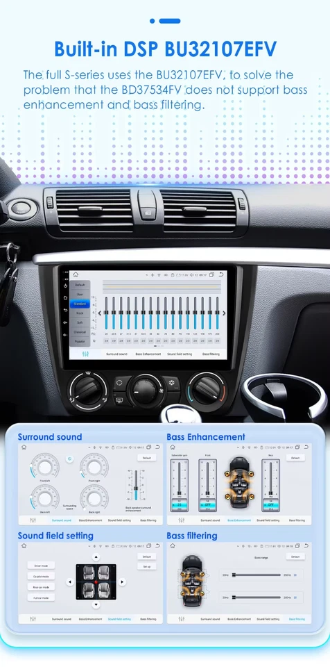 Autoradio Android13 da 9 pollici 2Din per BMW Serie 1 E81 E82 E87 E88 clima AUTO - Immagine 2 di 4