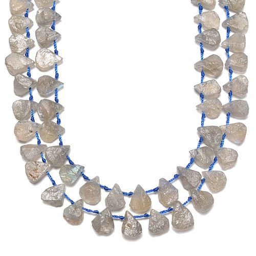 Natural Labradorite Rough Side Drill Teardrop Size 9-12mm x11-15mm 15.5''Strand - Picture 2 of 2