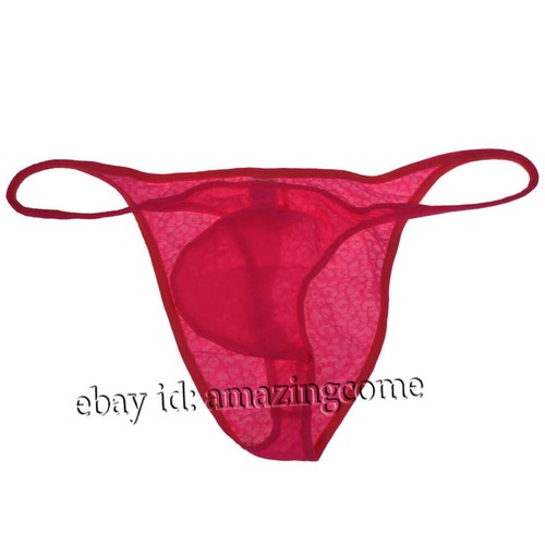 Men Hipster Brazilian Bikini Briefs Jacquard Lace Underwear Cheeky String Briefs - Picture 21 of 24