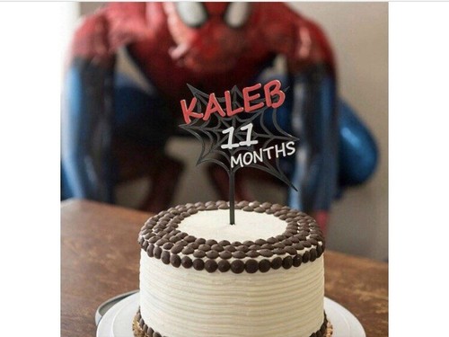 Spiderman Personalized Cake Topper Marvel Spiderman Web Cake Topper - Picture 3 of 9