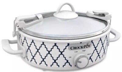Crock-Pot 2.5-Quart Mini Casserole Crock Slow Cooker, White/Blue