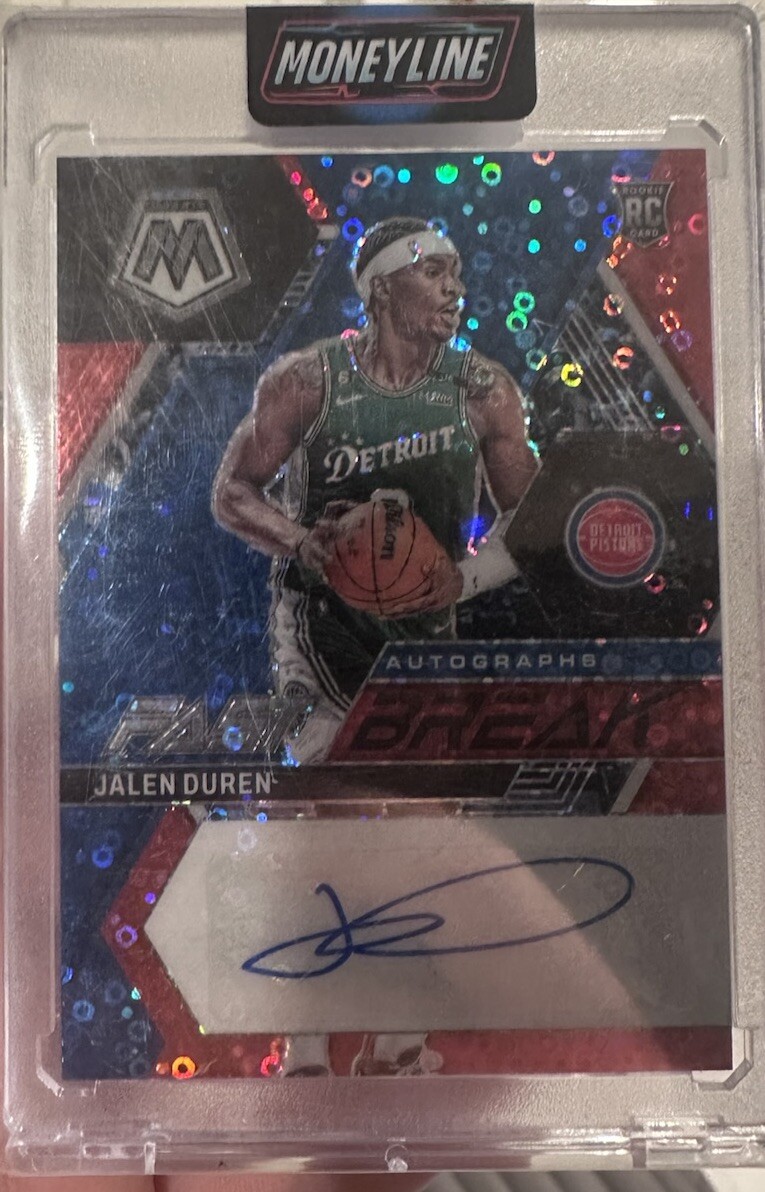 2022-23 Mosaic Jalen Duren Fast Break Rookie RC Auto Red /49 #FB-JDN Pistons