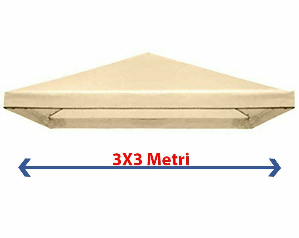 TELO COPERTURA DI RICAMBIO PER GAZEBO UNIVERSALE 3X3 METRI COLORE ECRU GARDEN DE