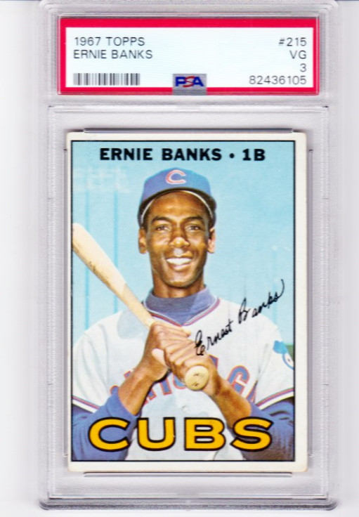 1967 TOPPS #215 ERNIE BANKS PSA 3 VG CHICAGO CUBS *NEWLY GRADED*