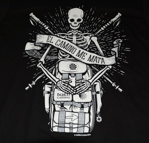 Roly El Camino Me Mata T-Shirt Skeleton Graphic Black Cotton Ladies Medium - Imagen 2 de 5