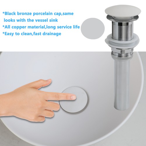 Bathroom Vessel Sink Black/White Washing Bowl Deck Mounted Brass Mixer Tap Drain - Picture 27 of 54