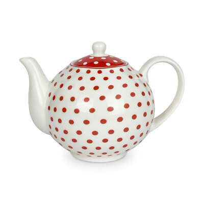 Isabelle Rose Porzellan Teekanne gepunktet Retro Stil mit Deckel 1 Liter 5035