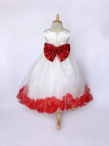 Ivory Tulle Sequence Rose Petal Dress Easter Birthday Spring Summer Satin #24 - Picture 10 of 56