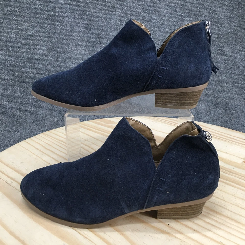 Reaction Kenneth Cole Boots Womens 8 Side Way Ankle Booties Blue Leather Zip - Image 2 of 4