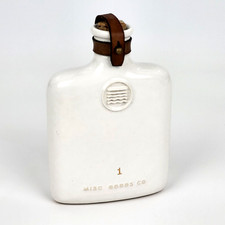 Misc. Goods Co. - 11 oz Ceramic White Flask Bottle with Cork Top - Made in USA