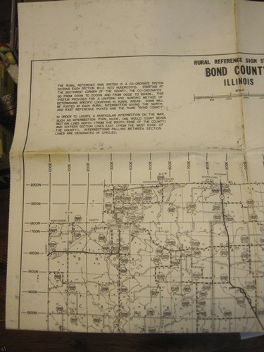 VINTAGE MAP BOND COUNTY ILLINOIS IL.ILL. RURAL REFERENCE SIGN SYSTEM ~UNUSUAL - Picture 5 of 8