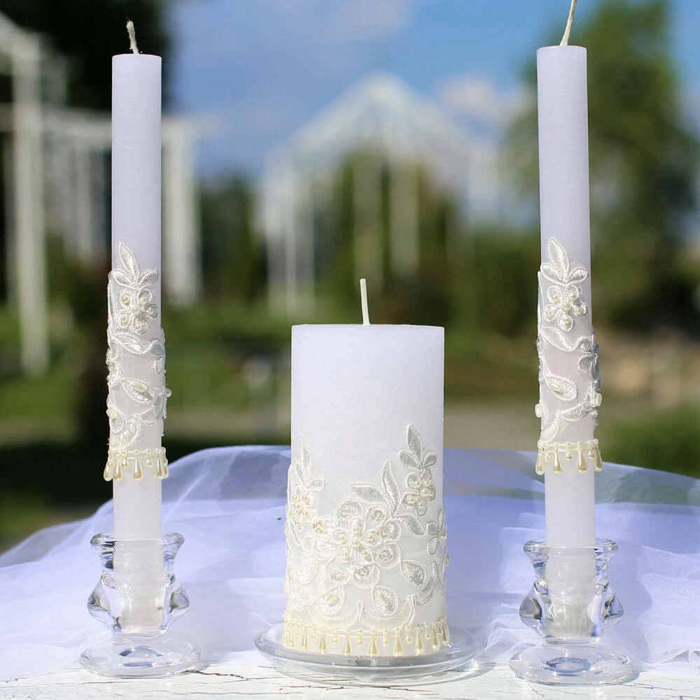 Unity Wedding Candle Set, White Wedding Ceremony Candles