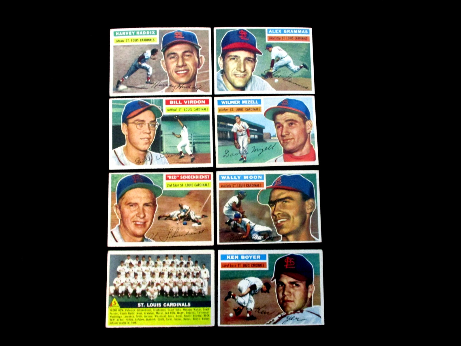 1956 TOPPS..ST LOUIS CARDINALS TEAM SET...EX/MT  AVG.. BOYER, RED, VIRDON, MOON+