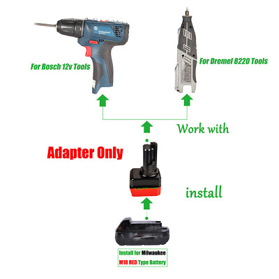 #ad 1x Adapter for Milwaukee M18 Li lon Battery to fits Dremel 12V amp; Bosch 12V Tools $18.69