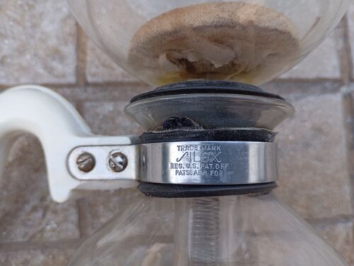 Cafetera al vacío Pyrex Silex de vidrio vintage con soporte y quemador de latón PAT de EE. UU. - Imagen 12 de 19