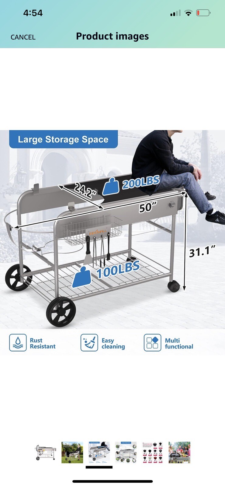 Grill Table Stand Cart for er 22" &18“ Original Kettle, Jumbo Joe