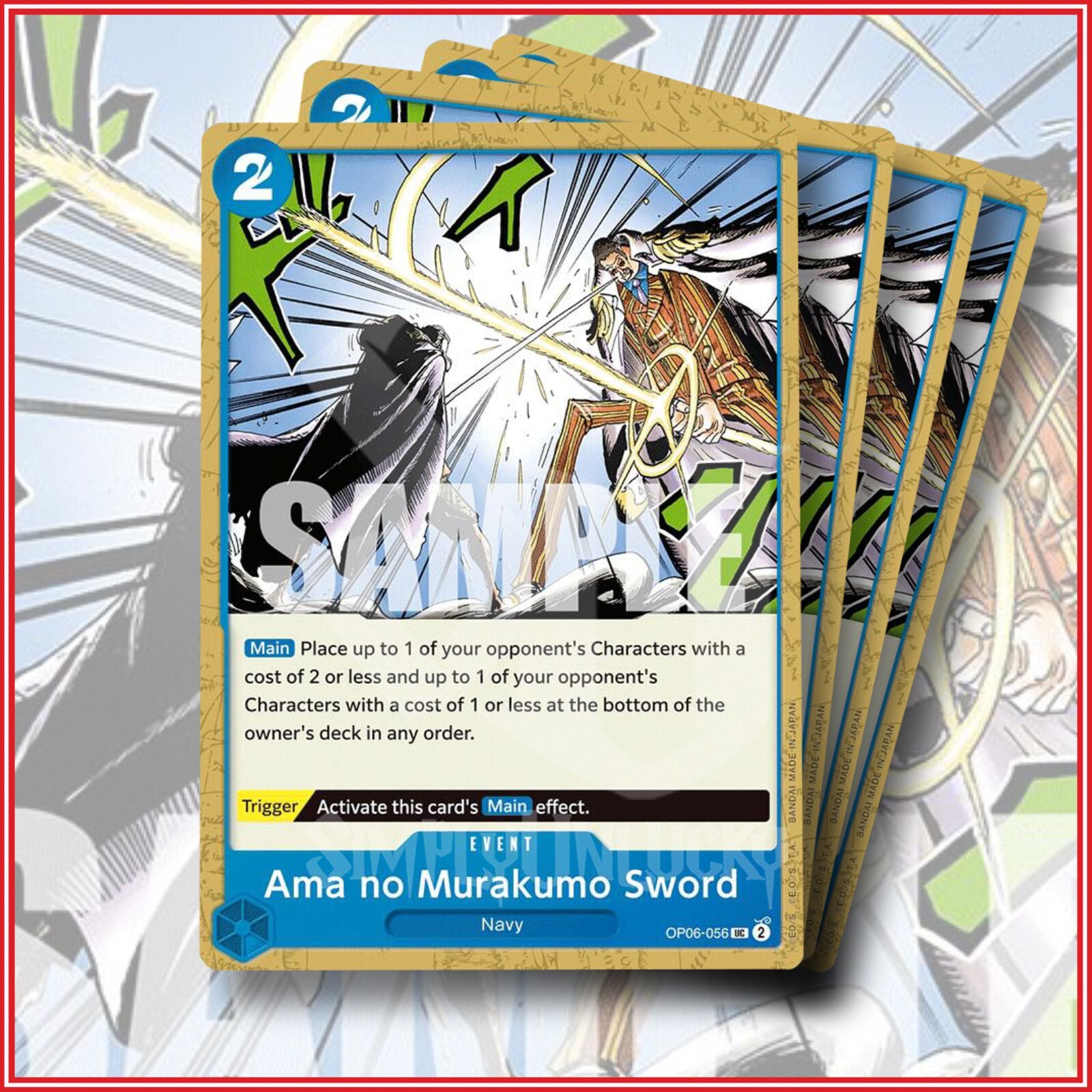 ONE PIECE TCG: Ama no Murakumo Sword OP06-056 Uncommon x4 Wings of the Captain