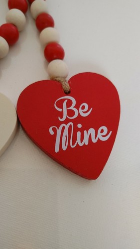 Wood Bead garland Decor Valentine’s Day Wooden Heart & Beads Lot of 3 - Picture 2 of 4