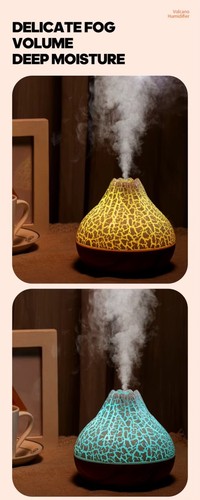 Volcano Air Humidifier LED Aromatherapy Purifier Night Light Oil Diffuser - Picture 5 of 9