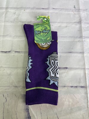 Rick and Morty All Over Print Novelty Crew Socks 1 Pair Shoe Size 8-12 NEW