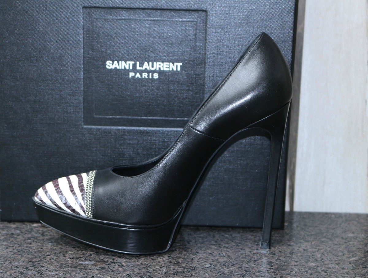 Saint Laurent プラットフォームブーツ NIB YSL Saint Laurent JANIS 105 Zebra Print Snake Pointed