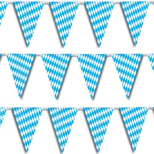 30m Oktoberfest Girlande Blau-Weiß – Bayern Deko Wimpelkette Mit 20 Flaggen (20x30 Cm), Wetterfest Für Innen & Außen