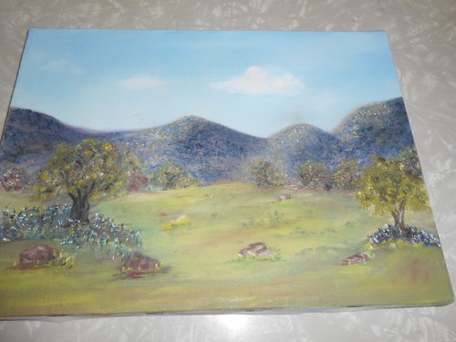Original Art ( Tx. Hill Country Scene ) 9 X 12" canvas on stretchers - Primitive - Picture 4 of 5