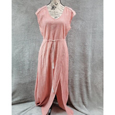 J Crew Maxi Dress Womens XS Pink Striped Pocket Split Minimalist Boho Hipster