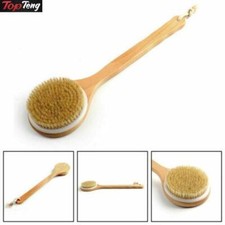 Premium Natural Boar Bristle Long Handle Wooden Bath Brush Shower Body Back SPA
