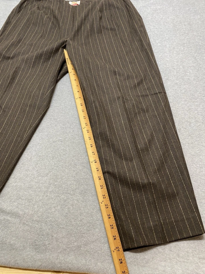 Calça Talbots Feminina Petites Tamanho 16W Mistura de Lã Elástica Listra de Corda Marrom - Imagem 2 de 4