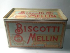 VINTAGE SCATOLA LATTA BISCOTTI MELLIN ORIGINALE ANNI 60 ,OTTIMO STATO