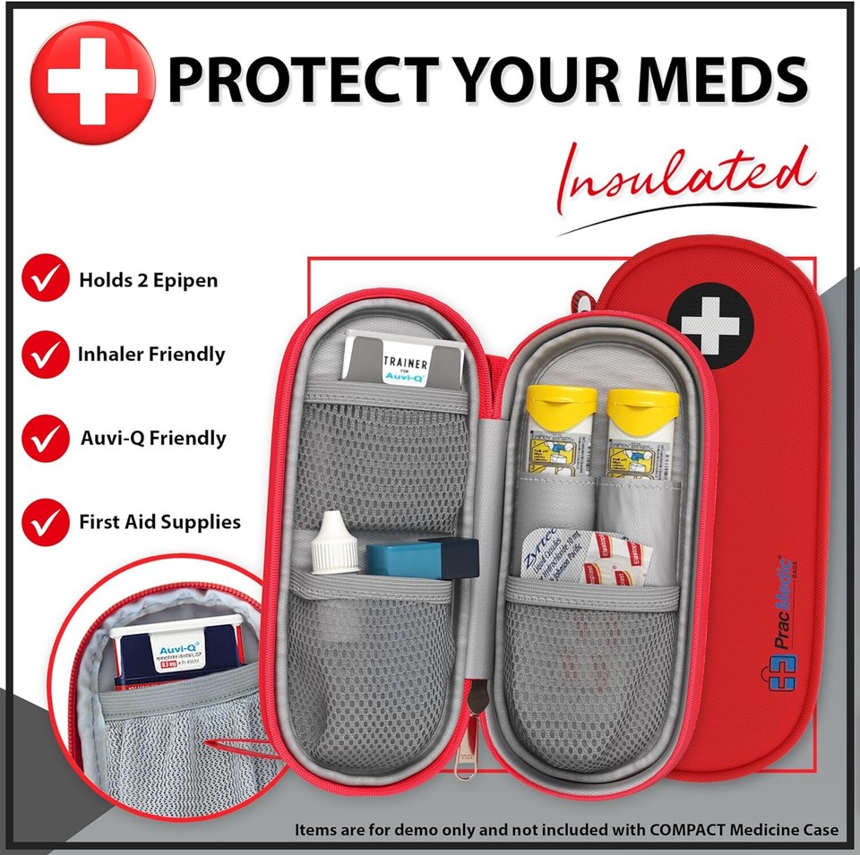 Bags Epipen Carry Case Insulated Compact, Holds 2 Epi Pens or AuviQ